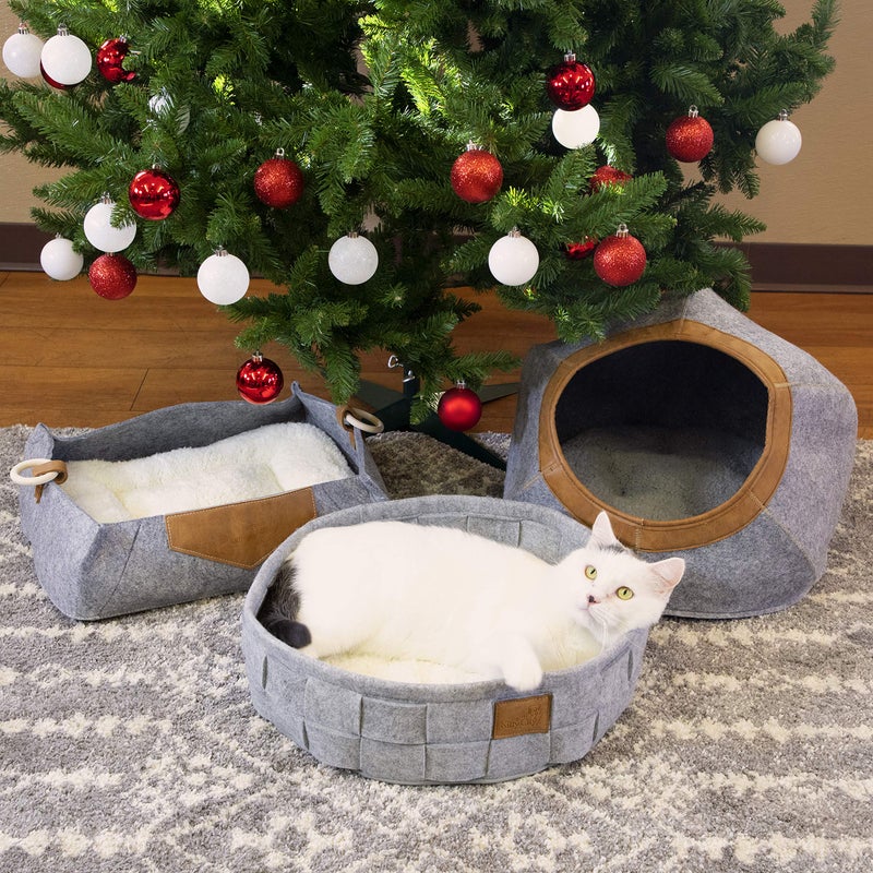 Kitty City Felt Round Bed, Warm and Cozy cat Bed, Gray - Image 2